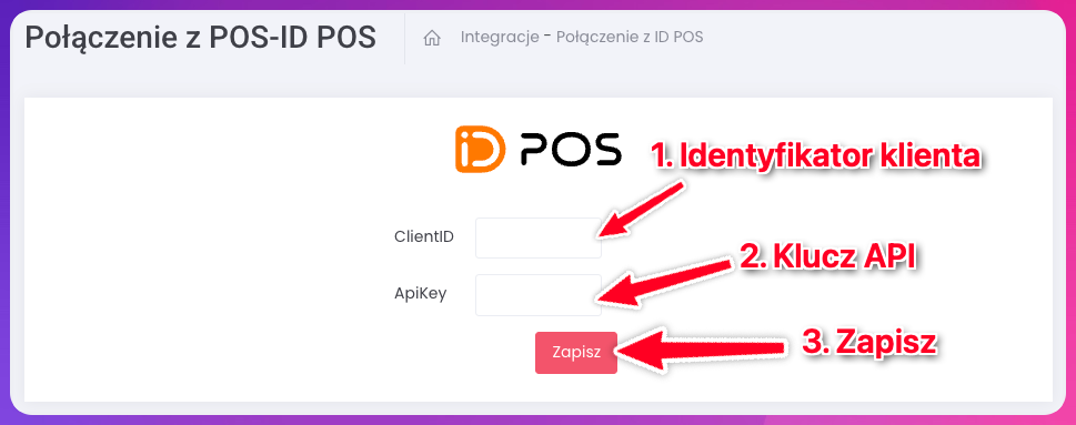 MyRest iD POS Integracja w panelu